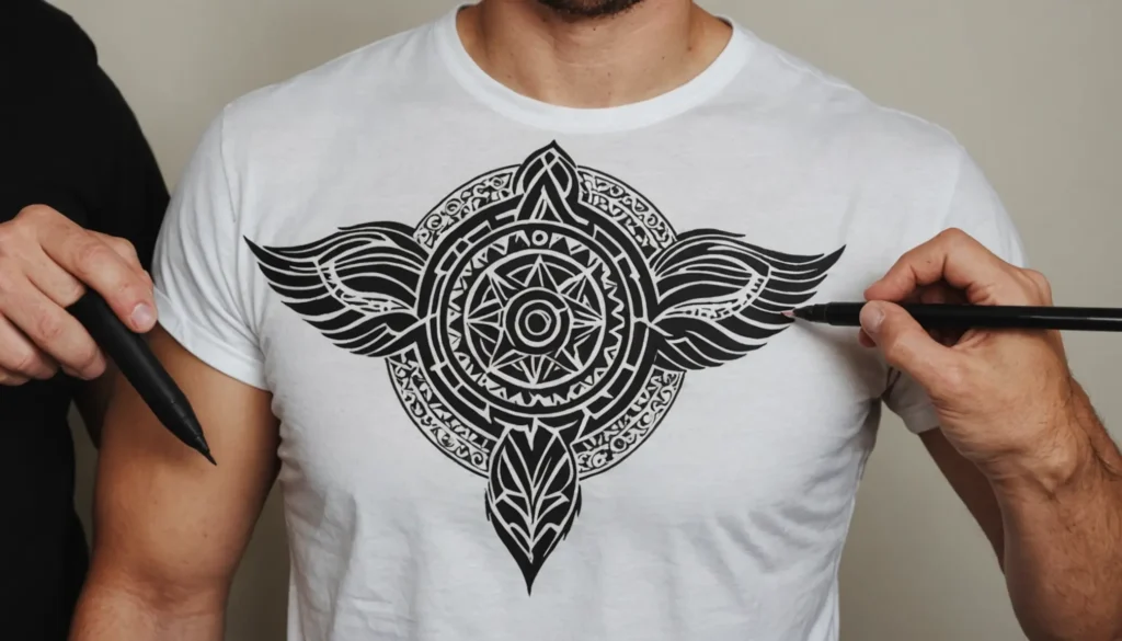 Illustration av tatueringstillbehör, skisser och grafiska element som representerar sju viktiga tips inför din första tatuering.