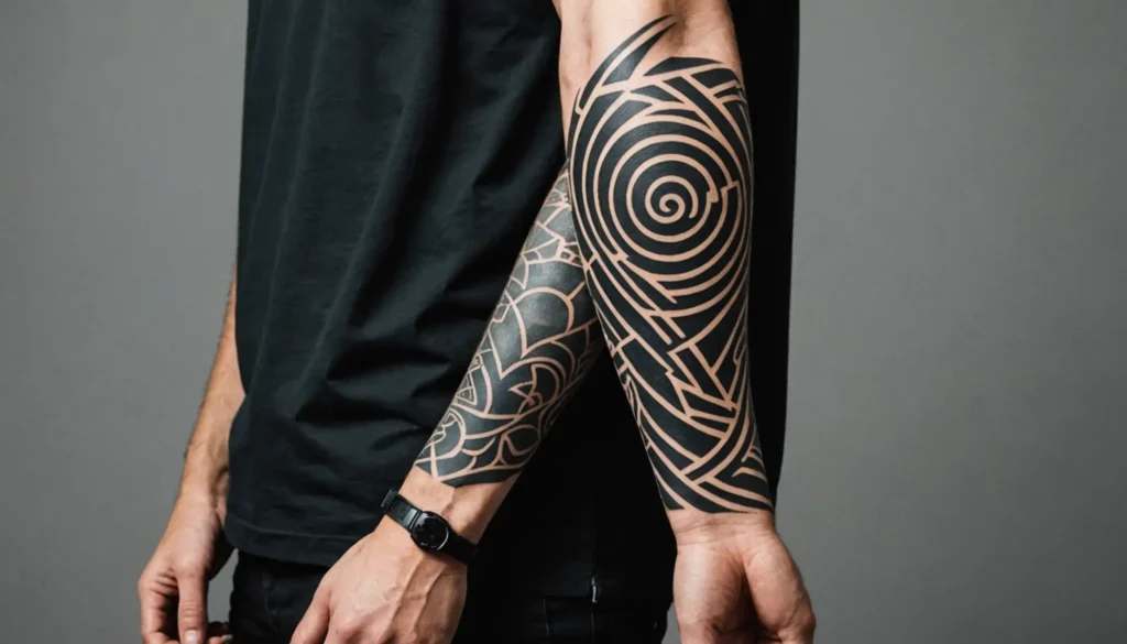 Kille med modern underarmtatueringsdesign enligt 2025 års trender.