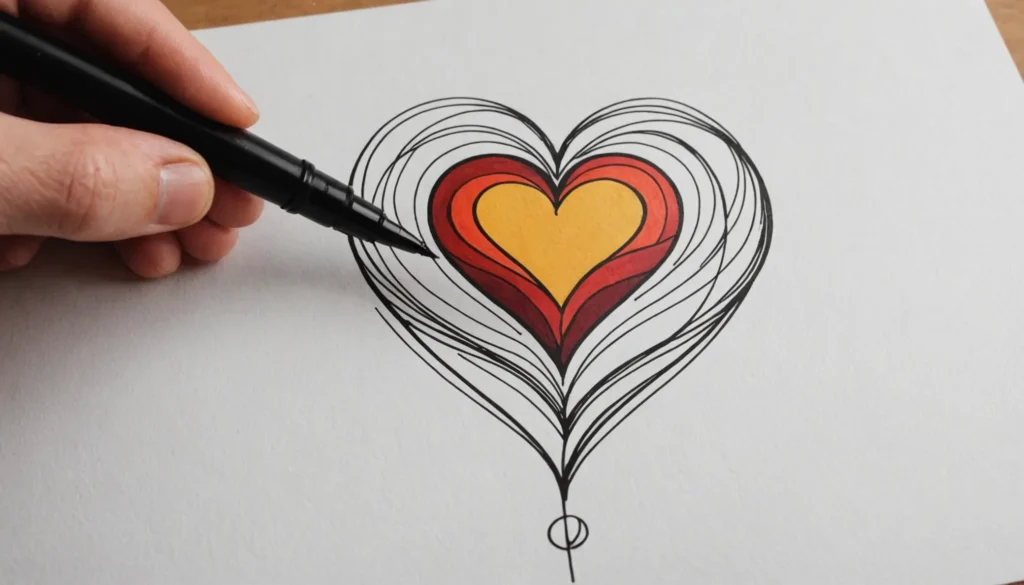 Illustration som visar en hjärttatuering med inspirerande text och designidéer.
